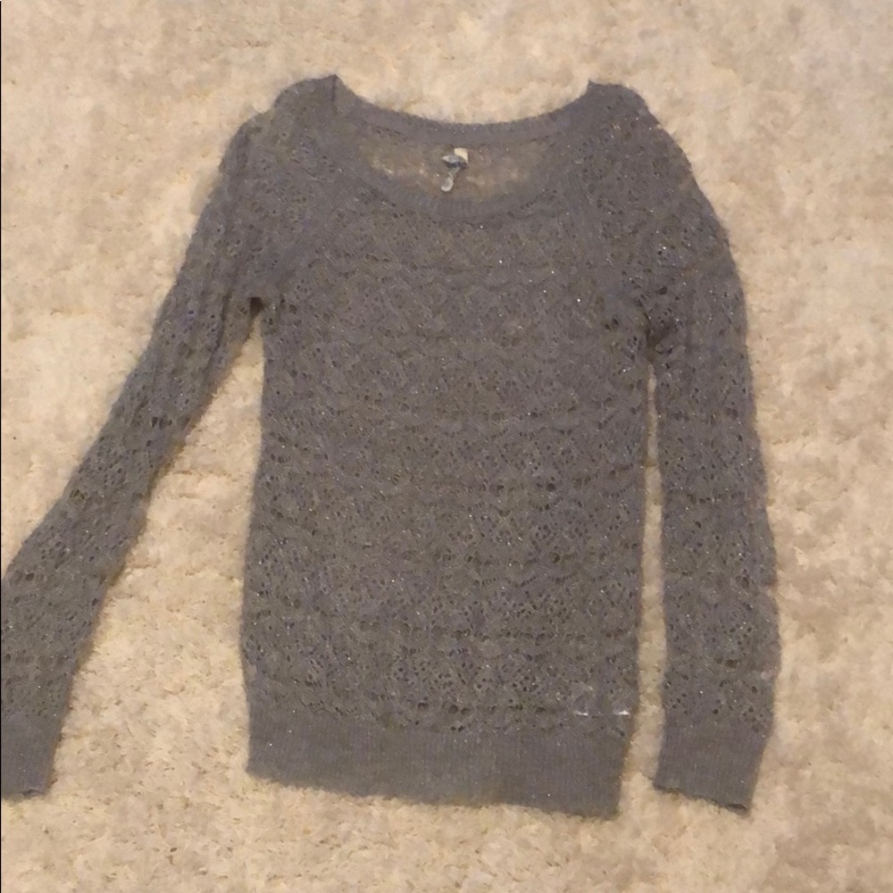 AEROPOSTALE Gray sparkly see through sweater